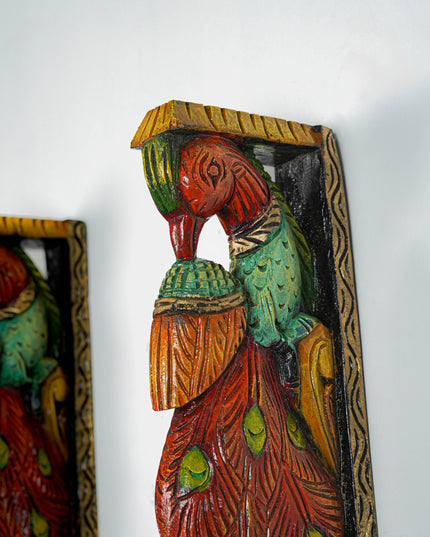 Wooden Carved Parrot Bracket - Set of 2 - WL5641