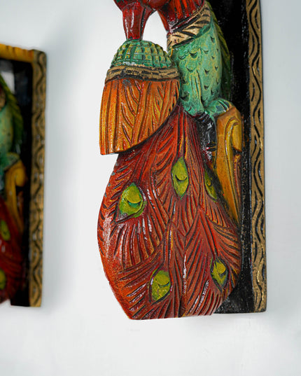 Wooden Carved Parrot Bracket - Set of 2 - WL5641