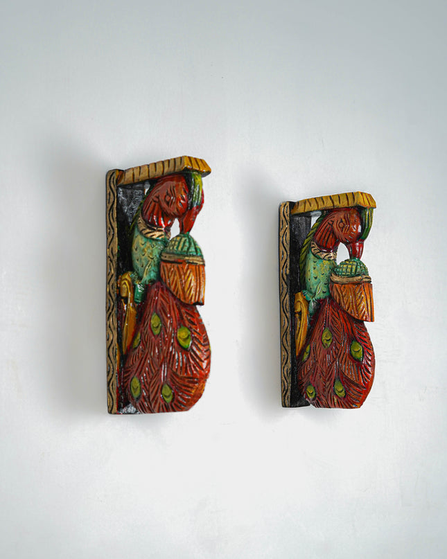Wooden Carved Parrot Bracket - Set of 2 - WL5641
