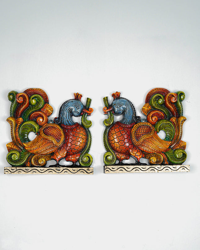Wooden Carved Annapakshi Bracket - Set of 2 - 11 inch - WL5642