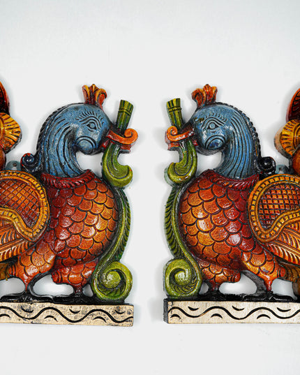 Wooden Carved Annapakshi Bracket - Set of 2 - 11 inch - WL5642