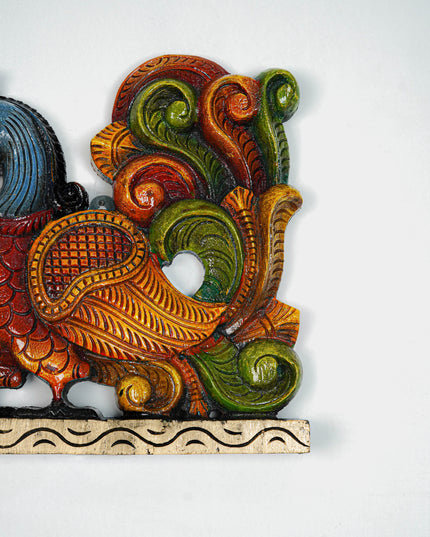 Wooden Carved Annapakshi Bracket - Set of 2 - 11 inch - WL5642