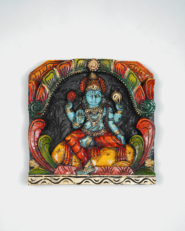Wooden Carved Ranganathar Wall Hanging Frame - 12 inch - WL5644