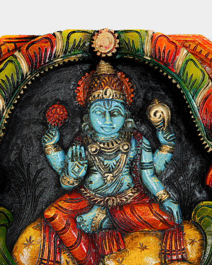 Wooden Carved Ranganathar Wall Hanging Frame - 12 inch - WL5644