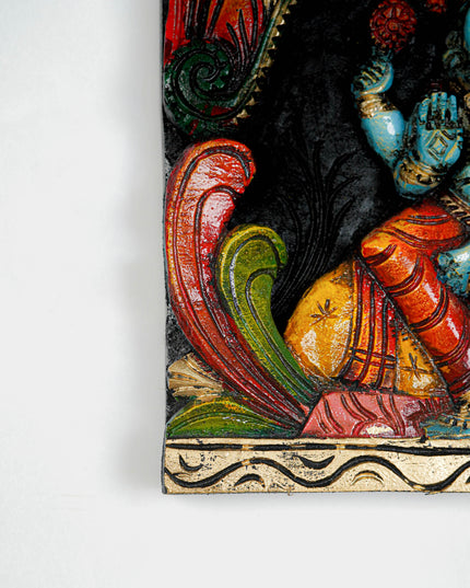 Wooden Carved Ranganathar Wall Hanging Frame - 12 inch - WL5644