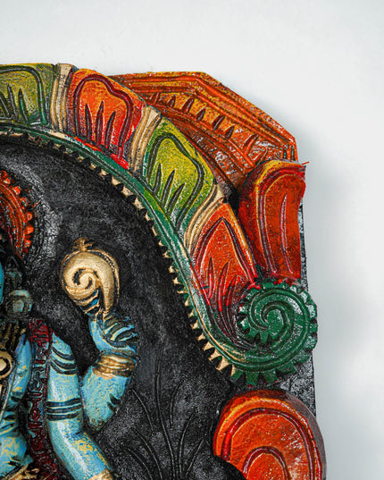 Wooden Carved Ranganathar Wall Hanging Frame - 12 inch - WL5644