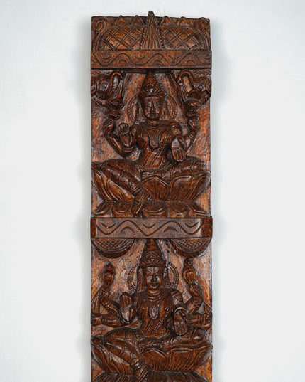 Wooden Carved Ashtalakshmi Wall Hanging Panel - Set of 2 - 36 inch - WL5649