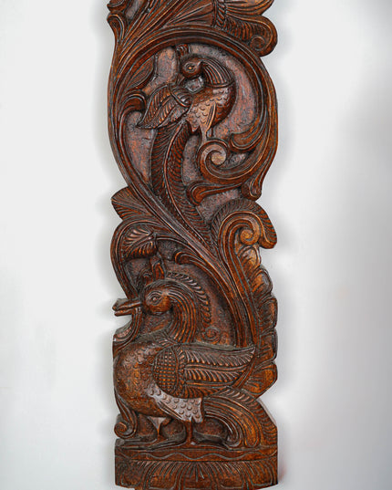 Wooden Carved Ganesha - Lakshmi Wall Hanging Panel - Set of 2 - 36 inch - WL5651