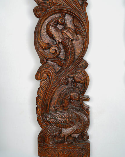 Wooden Carved Ganesha - Lakshmi Wall Hanging Panel - Set of 2 - 36 inch - WL5651