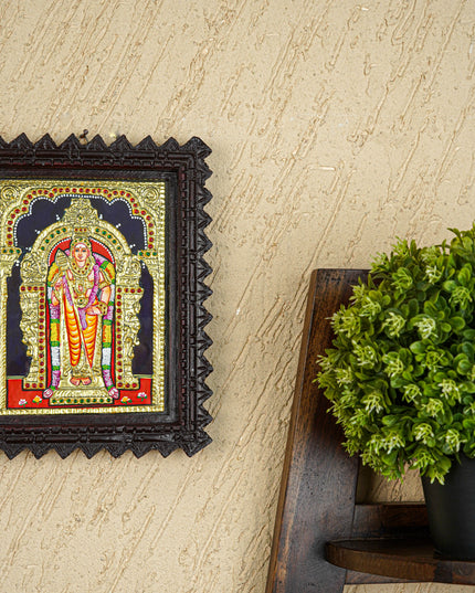 Tanjore Painting (Chettinad Frame) - Murugan - Flat (Gold Foil) - 8x6 inch - WL5655