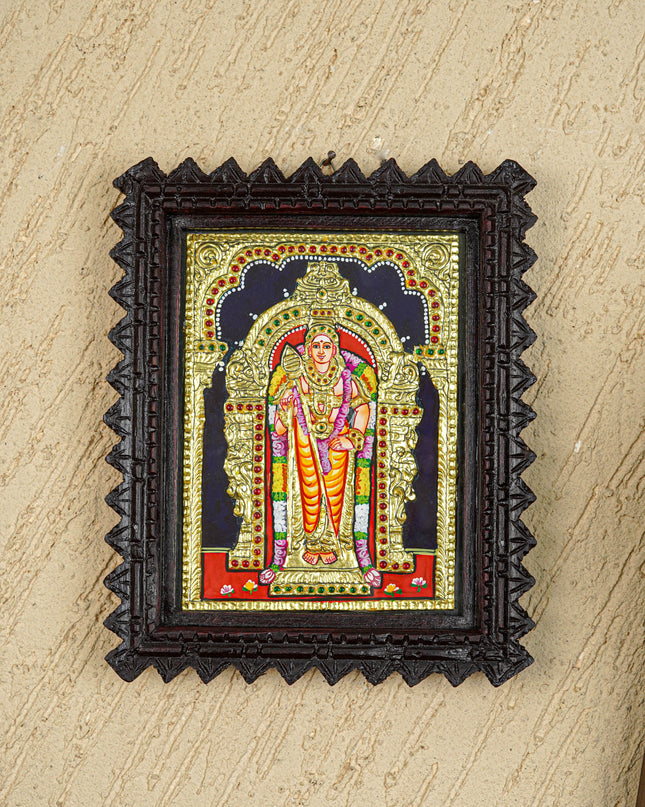 Tanjore Painting (Chettinad Frame) - Murugan - Flat (Gold Foil) - 8x6 inch - WL5655