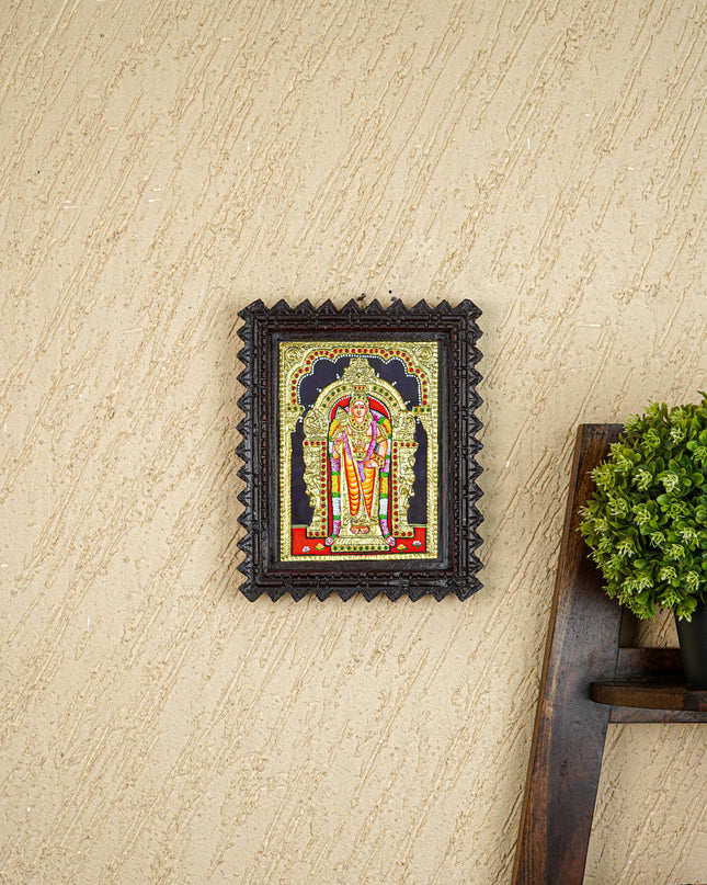 Tanjore Painting (Chettinad Frame) - Murugan - Flat (Gold Foil) - 8x6 inch - WL5655