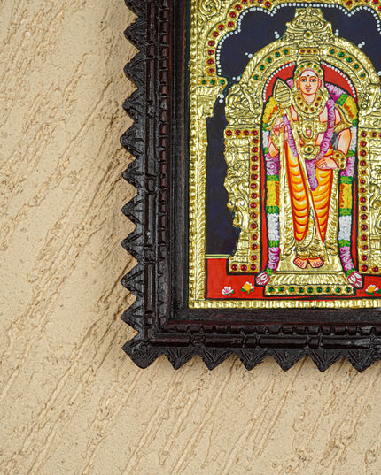 Tanjore Painting (Chettinad Frame) - Murugan - Flat (Gold Foil) - 8x6 inch - WL5655