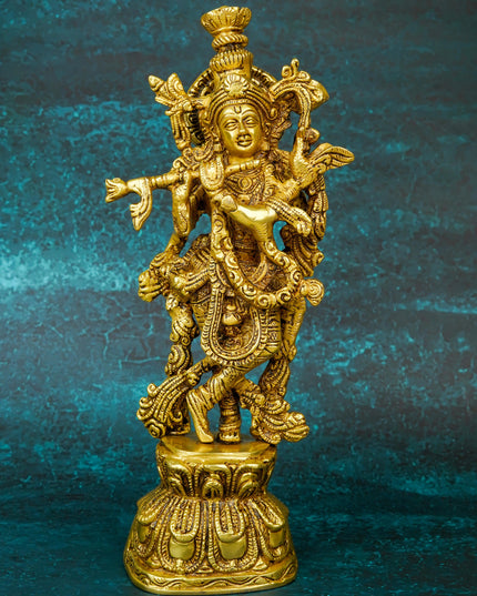 Brass Krishna Idol - 12 inch - WL5660