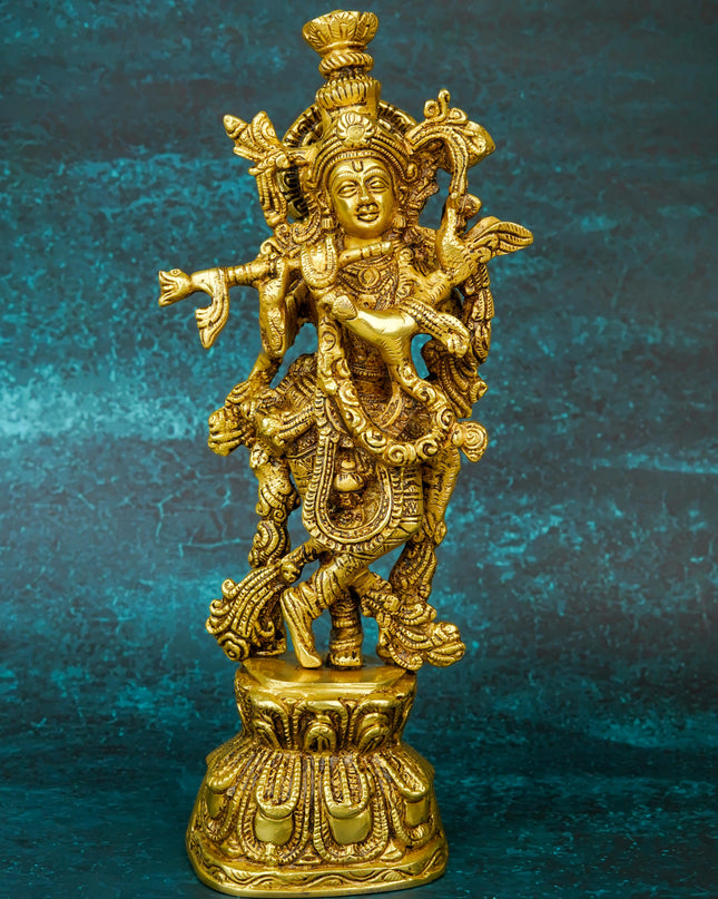 Brass Krishna Idol - 12 inch - WL5660