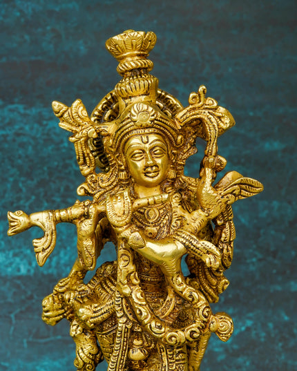 Brass Krishna Idol - 12 inch - WL5660