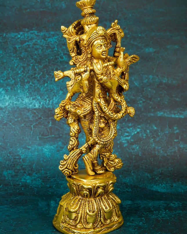 Brass Krishna Idol - 12 inch - WL5660
