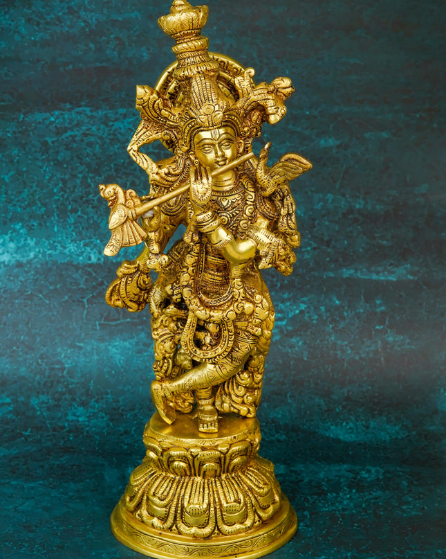 Brass Krishna Idol - 15 inch - WL5664