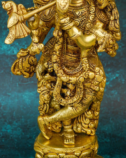 Brass Krishna Idol - 15 inch - WL5664