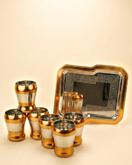 Wooden Box - Tray with Set of 6 Glass - WL5706