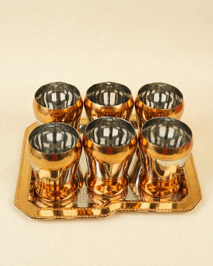 Wooden Box - Tray with Set of 6 Glass - WL5706