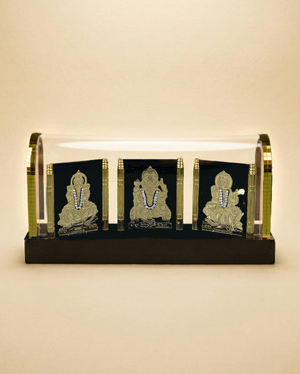 Gold Plated - Lakshmi Ganesha Saraswathi with Arcylic Cabinet - WL5716