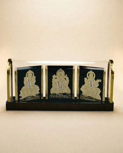 Gold Plated - Lakshmi Ganesha Saraswathi with Acrylic Cabinet - WL5717