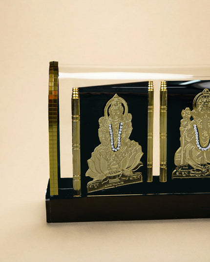 Gold Plated - Lakshmi Ganesha Saraswathi with Acrylic Cabinet - WL5717