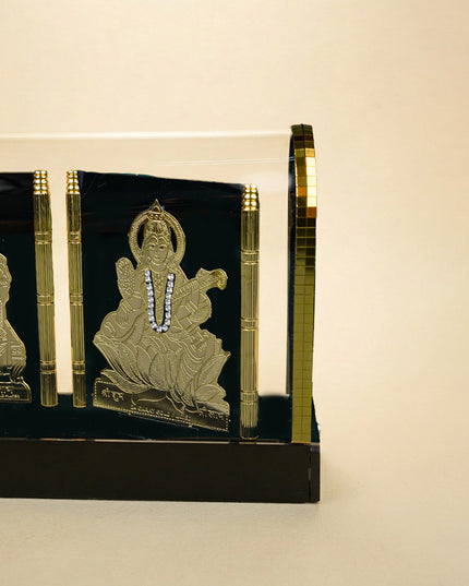 Gold Plated - Lakshmi Ganesha Saraswathi with Acrylic Cabinet - WL5717