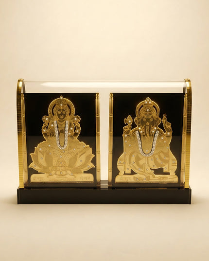 Gold Plated - Ganesha Lakshmi with Arcylic Cabinet - WL5718