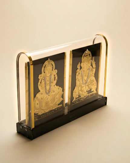 Gold Plated - Ganesha Lakshmi with Arcylic Cabinet - WL5718