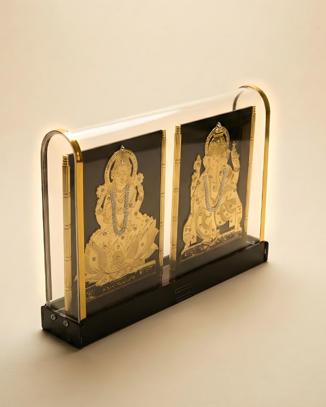 Gold Plated - Ganesha Lakshmi with Arcylic Cabinet - WL5718