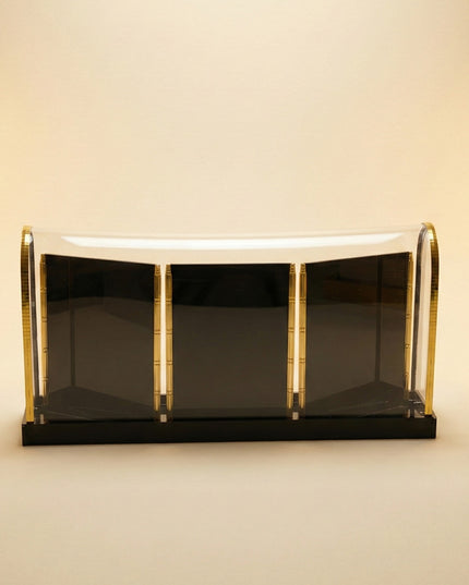 Gold Plated - Ganesha Lakshmi Sarawathi with Arcylic Cabinet - WL5720