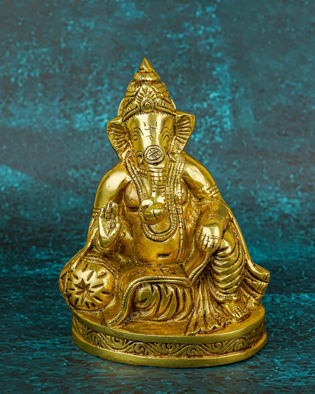 Brass Ganesha Idol - 6 inch - WL5722