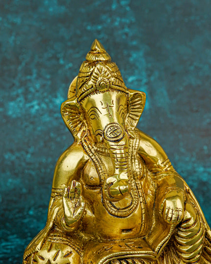 Brass Ganesha Idol - 6 inch - WL5722