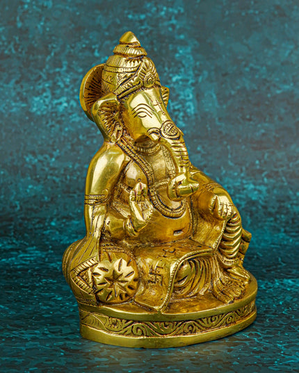 Brass Ganesha Idol - 6 inch - WL5722