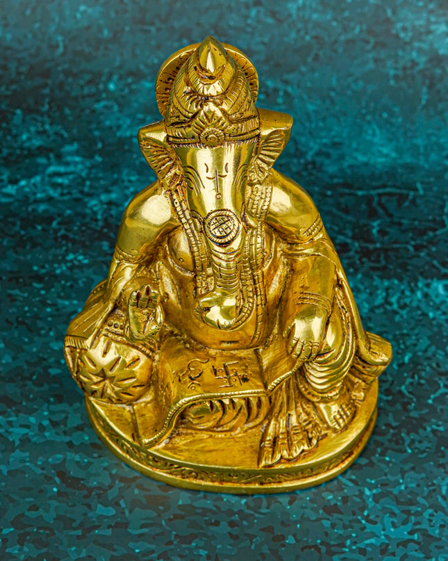 Brass Ganesha Idol - 6 inch - WL5722
