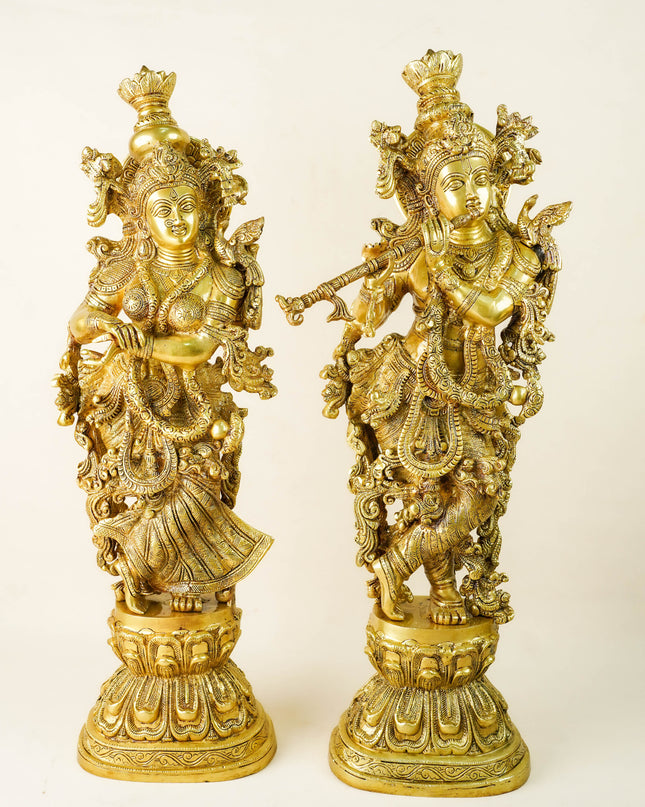 Brass Radha Krishna Idol - 28 Inch - WL5723