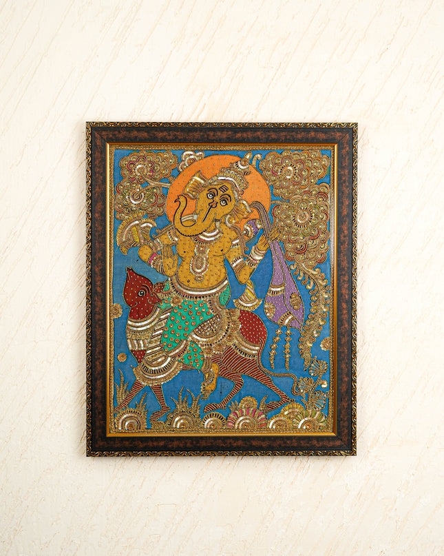 Kalamkari Semi Silk Artwork - Ganesha - WL5727