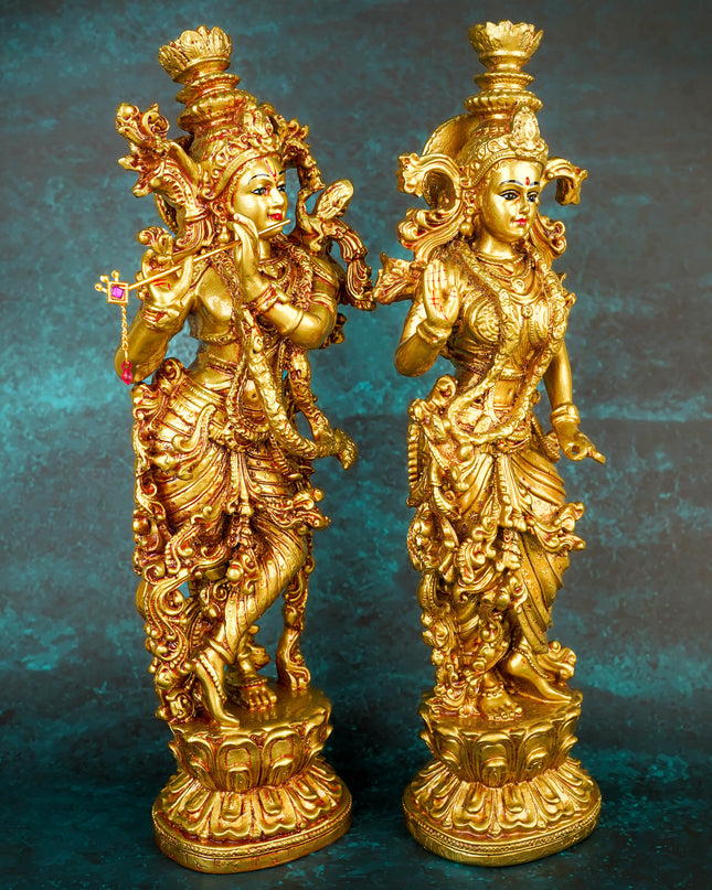 Polyresin Radha Krishna Idol - Set of 2 - 14 inch - WL5737