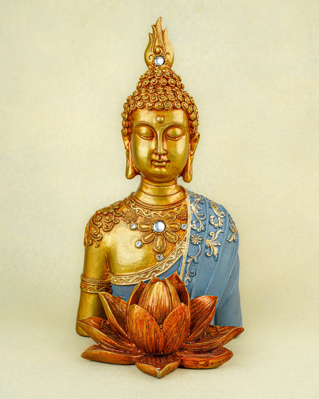 Polyresin Buddha with Lotus - 11 inch - WL5741