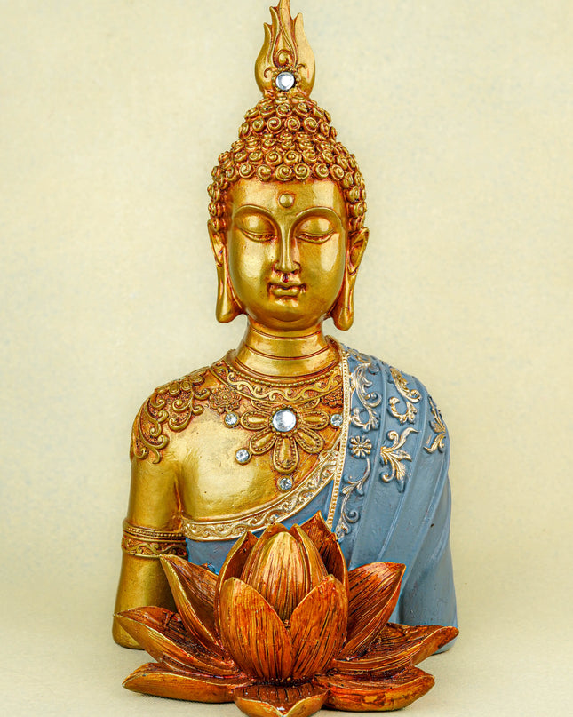 Polyresin Buddha with Lotus - 11 inch - WL5741