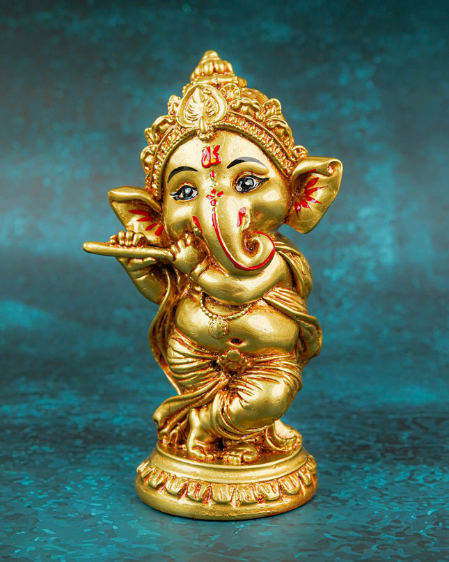 Polyresin Standing Flute Ganesha - 5 inch - WL5767