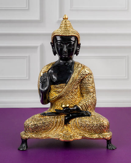 Brass Buddha Idol - Black - 8 inch - WL5769