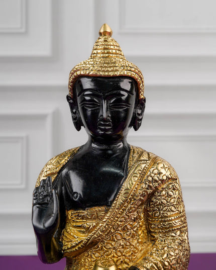 Brass Buddha Idol - Black - 8 inch - WL5769