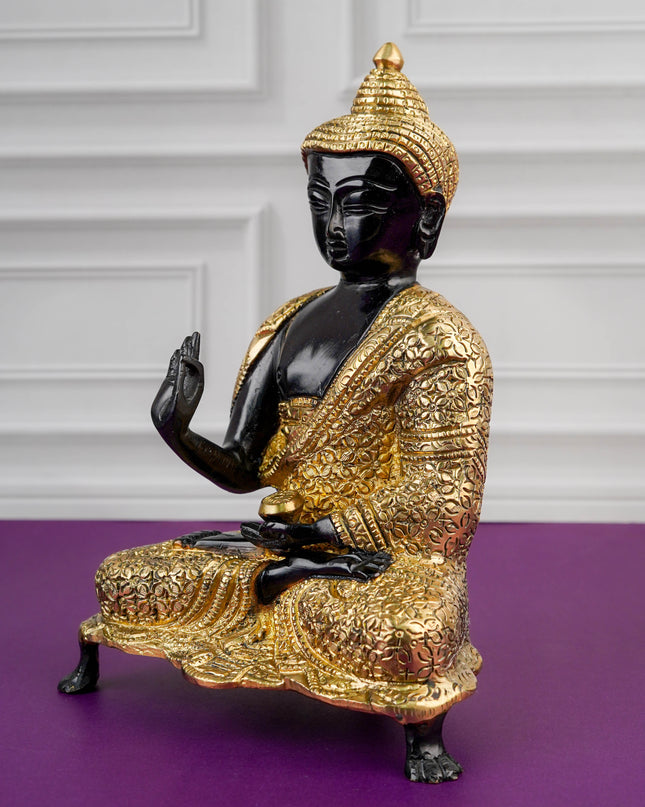 Brass Buddha Idol - Black - 8 inch - WL5769