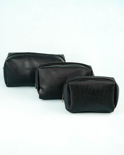 Leather Pouch - Set of 3 - Black - WL5783