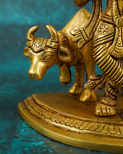 Brass Krishna with Cow - 5 inch - WL5790