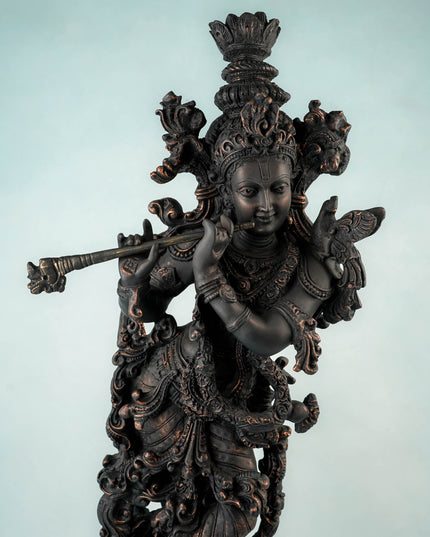 Polyresin Radha Krishna Idol - 25 inch - Black - WL5850-1