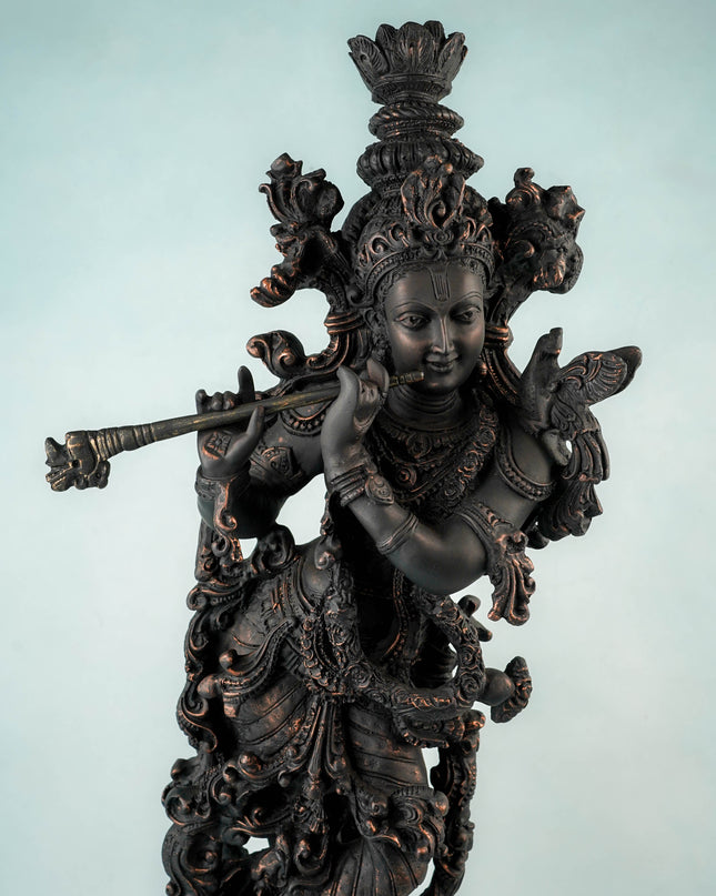 Polyresin Radha Krishna Idol - 25 inch - Black - WL5850-1